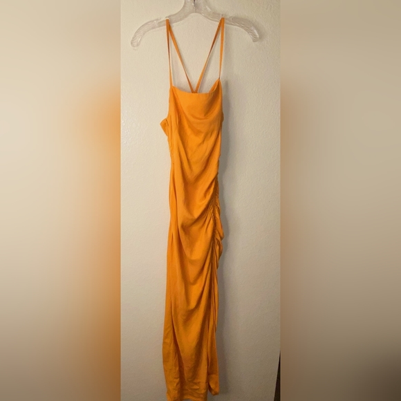 Zara Linen Orange Strappy Dress - Picture 5 of 11